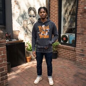 PRPS Bruised Never Broken Hoodie Men's XL Black Acid Wash Graphic Pullover NWT